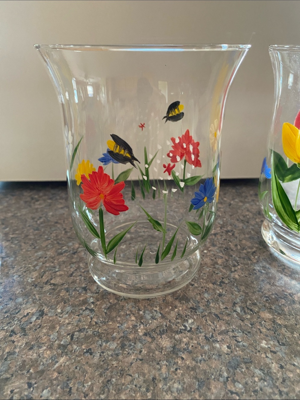 NWOT 3 Hand Painted Candle Holders with votive and sand approx 5”H - Picture 2 of 5